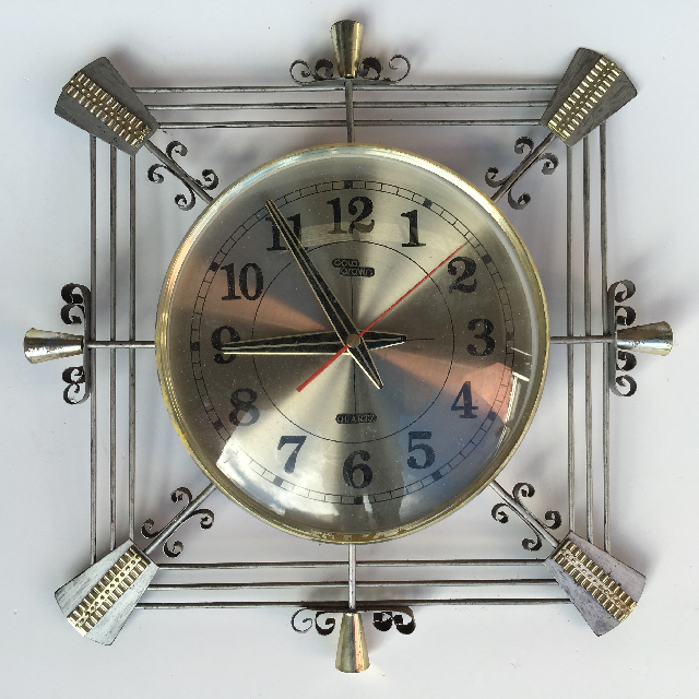 CLOCK, Wall Mount - 1970s Gold Crown